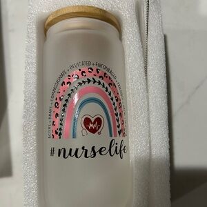 Brand new Nurse glass mug with straw #nurse